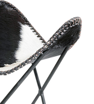 Aayla Goat Skin Butterfly chair (Black & White)