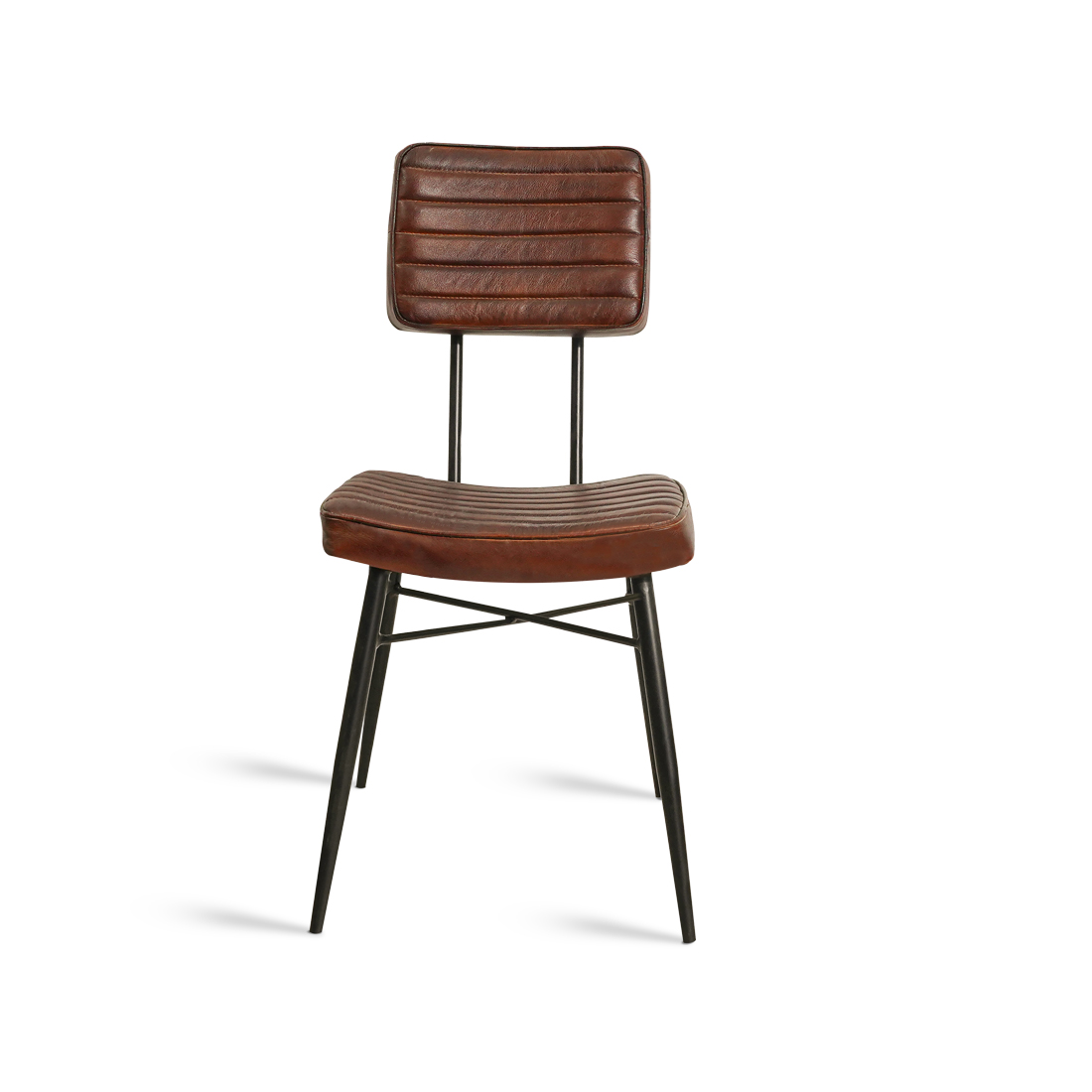 Coral Leatheratte Iron Dining Chair